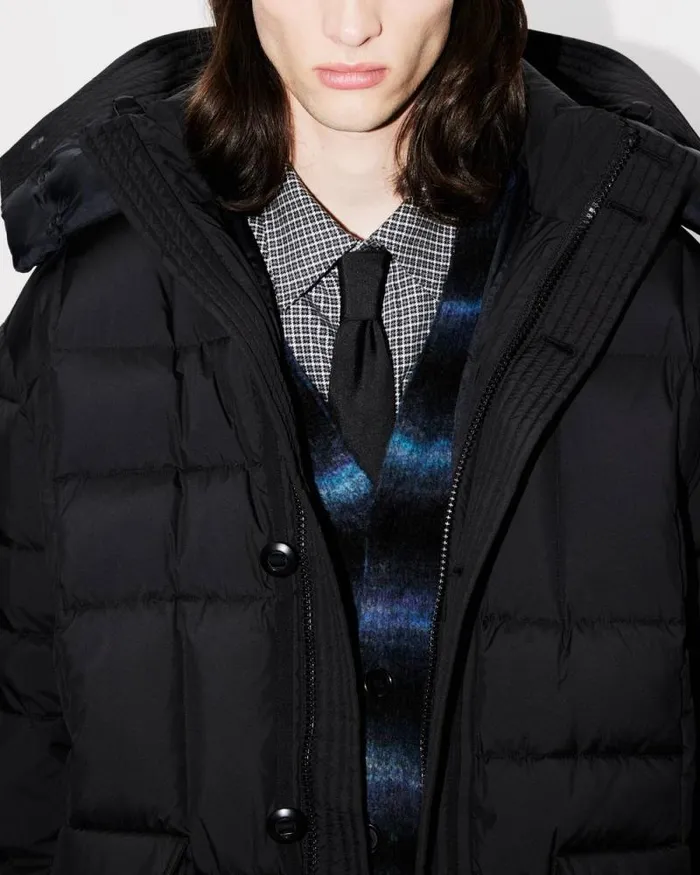 Men 039KENZO Weave039 Midlength Winter Parka Black Kenzo Jackets And Coats