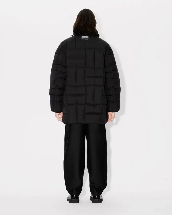 Men 039KENZO Weave039 Midlength Winter Parka Black Kenzo Jackets And Coats