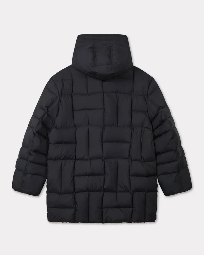 Men 039KENZO Weave039 Midlength Winter Parka Black Kenzo Jackets And Coats