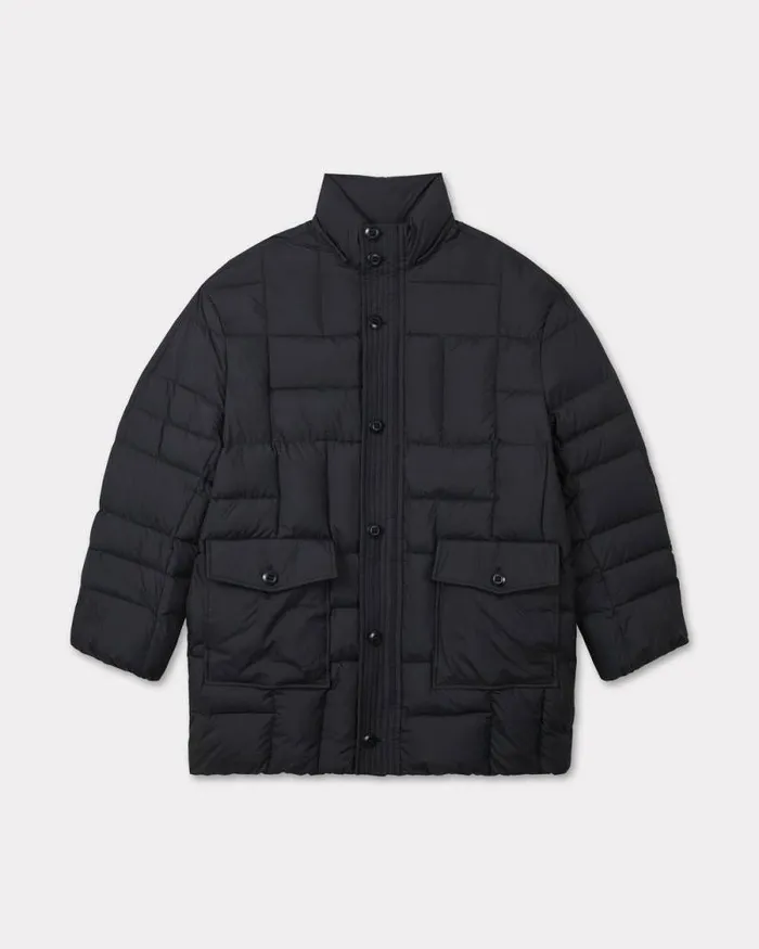 Men 039KENZO Weave039 Midlength Winter Parka Black Kenzo Jackets And Coats