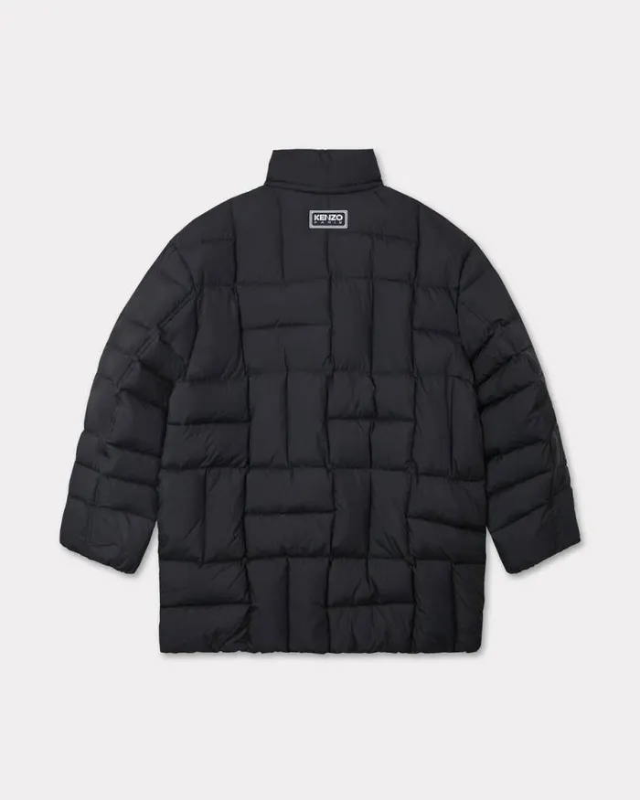 Men 039KENZO Weave039 Midlength Winter Parka Black Kenzo Jackets And Coats