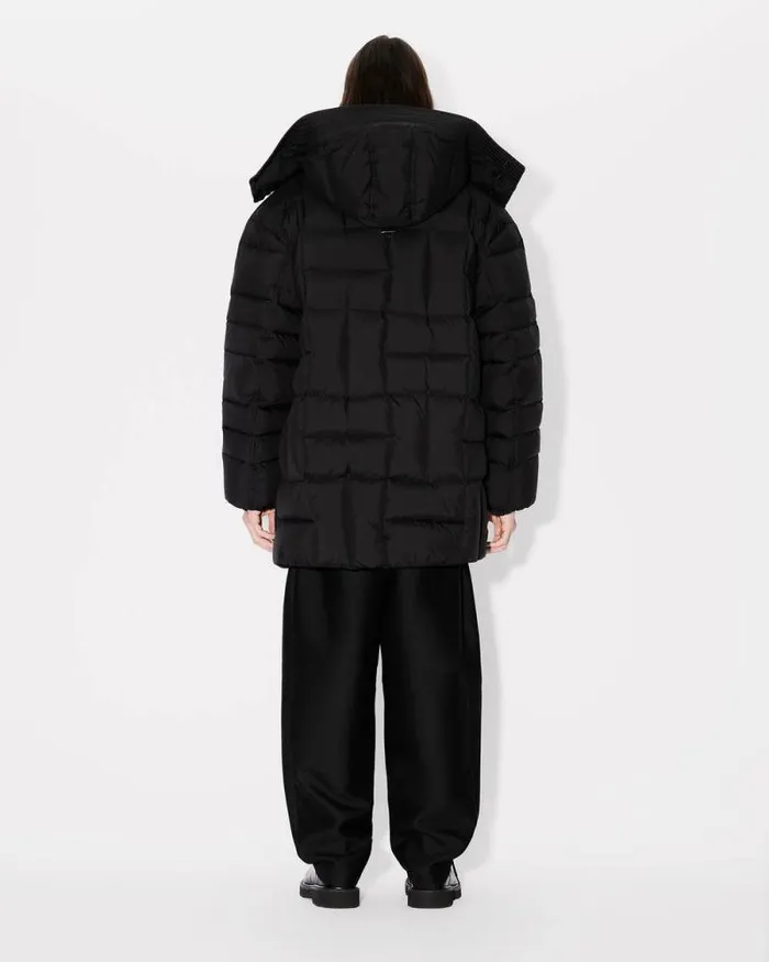 Men 039KENZO Weave039 Midlength Winter Parka Black Kenzo Jackets And Coats