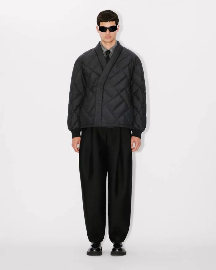 Men 039KENZO Weave039 Puffer Kimono Jacket Black Kenzo Kimonos