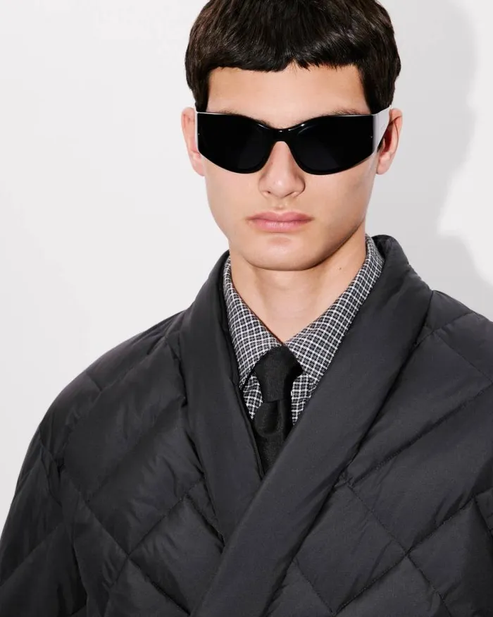 Men 039KENZO Weave039 Puffer Kimono Jacket Black Kenzo Kimonos