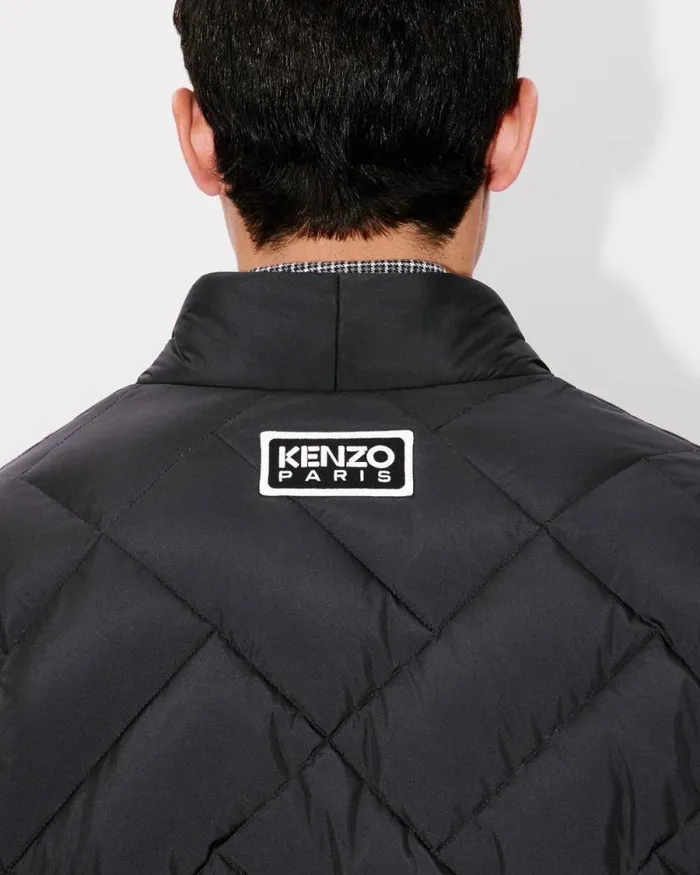 Men 039KENZO Weave039 Puffer Kimono Jacket Black Kenzo Kimonos