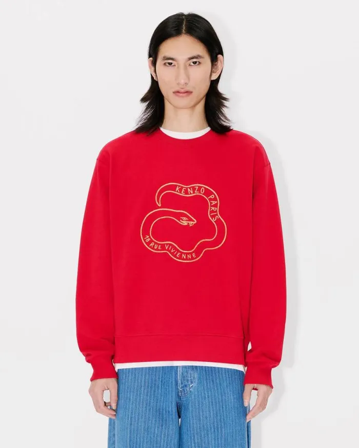 Men 039Lunar New Year039 Embroidered Sweatshirt In Cotton Cherry Kenzo Sweatshirts And Hoodies