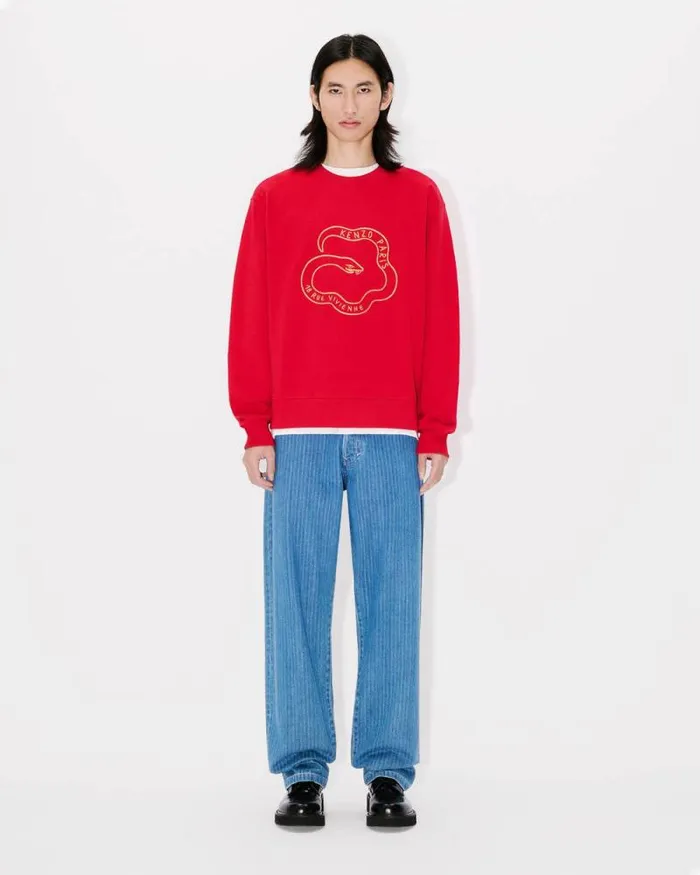 Men 039Lunar New Year039 Embroidered Sweatshirt In Cotton Cherry Kenzo Sweatshirts And Hoodies