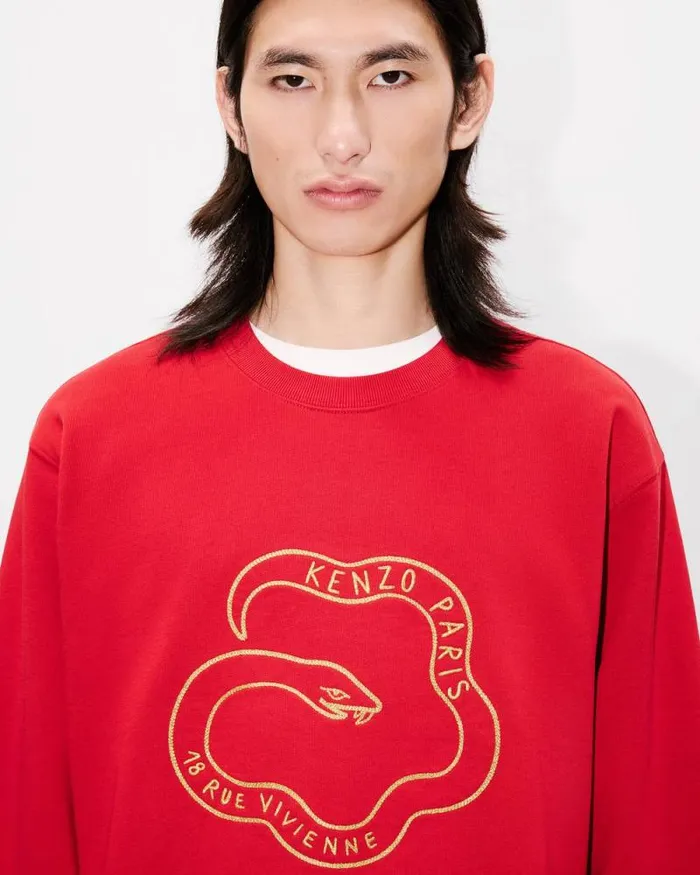 Men 039Lunar New Year039 Embroidered Sweatshirt In Cotton Cherry Kenzo Sweatshirts And Hoodies