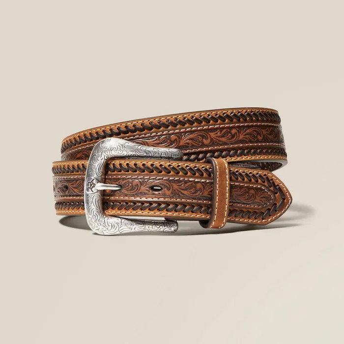 Men Belts Ariat Filigree Stripe Belt Tan