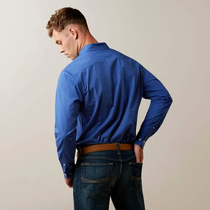 Men Button Down Shirts Ariat Ditsy Stretch Modern Fit Shirt Blue Men Button Down Shirts Ariat Ditsy Stretch Modern Fit Shirt Blue