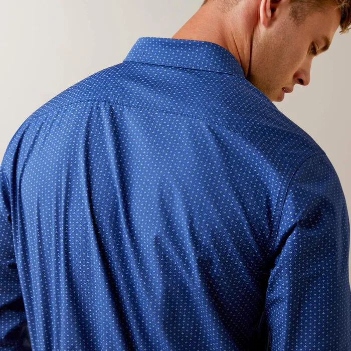 Men Button Down Shirts Ariat Ditsy Stretch Modern Fit Shirt Blue Men Button Down Shirts Ariat Ditsy Stretch Modern Fit Shirt Blue