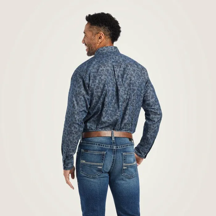 Men Button Down Shirts Ariat Girard Classic Fit Shirt Chambray Blue Men Button Down Shirts Ariat Girard Classic Fit Shirt Chambray Blue