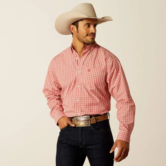 Men Button Down Shirts Ariat Pro Series Roscoe Classic Fit Shirt Red