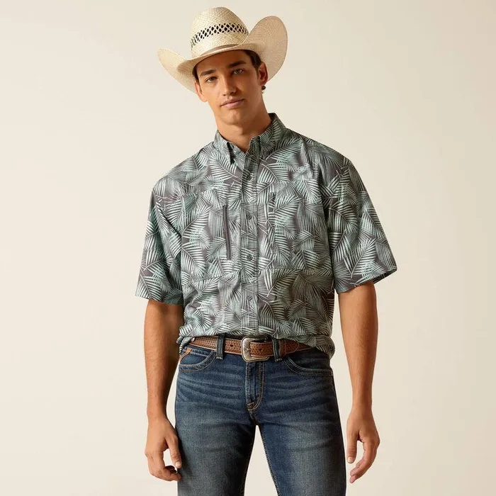Men Button Down Shirts Ariat VentTEK Classic Fit Shirt Ebony Grey