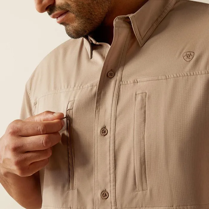 Men Button Down Shirts Ariat VentTEK Classic Fit Shirt Taupe Grey Men Button Down Shirts Ariat VentTEK Classic Fit Shirt Taupe Grey