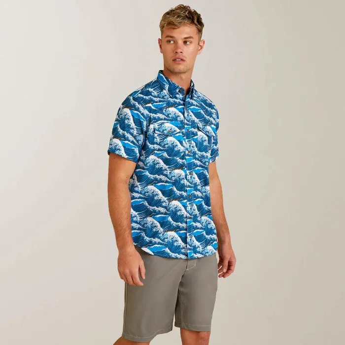 Men Button Down Shirts Ariat Venttek Western Aloha Fitted Shirt Hawaiian Ocean
