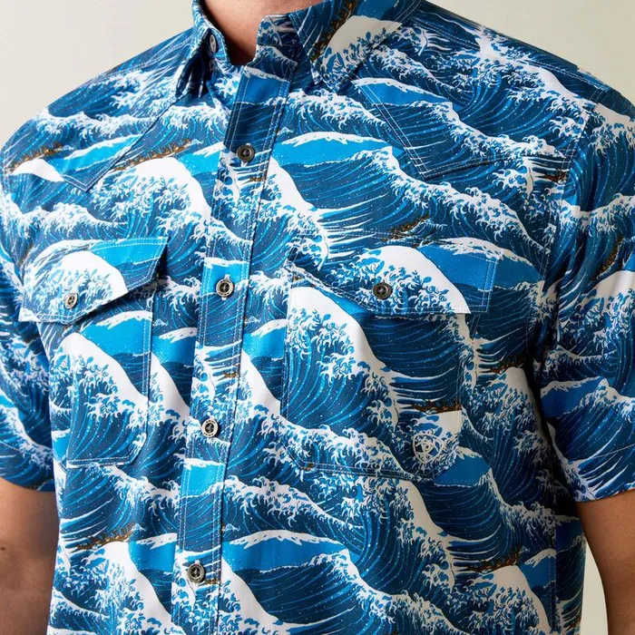 Men Button Down Shirts Ariat Venttek Western Aloha Fitted Shirt Hawaiian Ocean Men Button Down Shirts Ariat Venttek Western Aloha Fitted Shirt Hawaiian Ocean