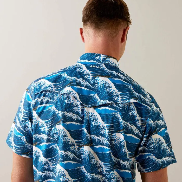 Men Button Down Shirts Ariat Venttek Western Aloha Fitted Shirt Hawaiian Ocean Men Button Down Shirts Ariat Venttek Western Aloha Fitted Shirt Hawaiian Ocean