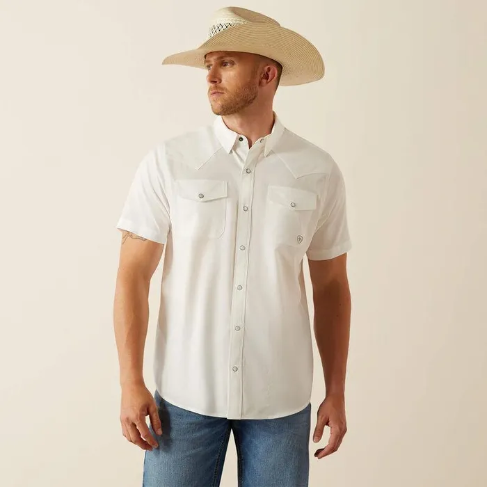 Men Button Down Shirts Ariat VentTEK Western Fitted Shirt White