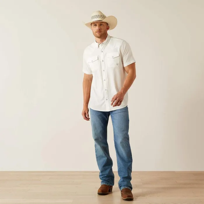 Men Button Down Shirts Ariat VentTEK Western Fitted Shirt White