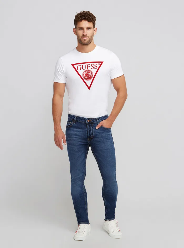 Men Denim GUESS Eco Lowrise Skinny Miami Fly Denim Jeans In Reloop Wash