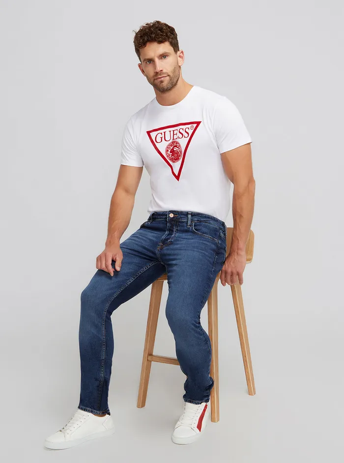 Men Denim GUESS Eco Lowrise Skinny Miami Fly Denim Jeans In Reloop Wash