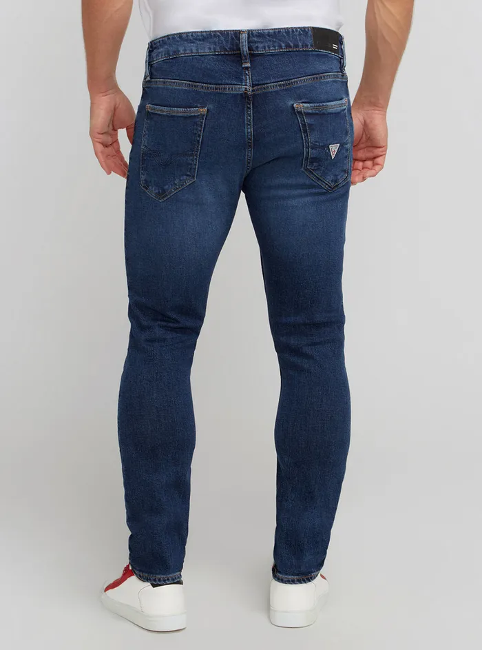 Men Denim GUESS Eco Lowrise Skinny Miami Fly Denim Jeans In Reloop Wash