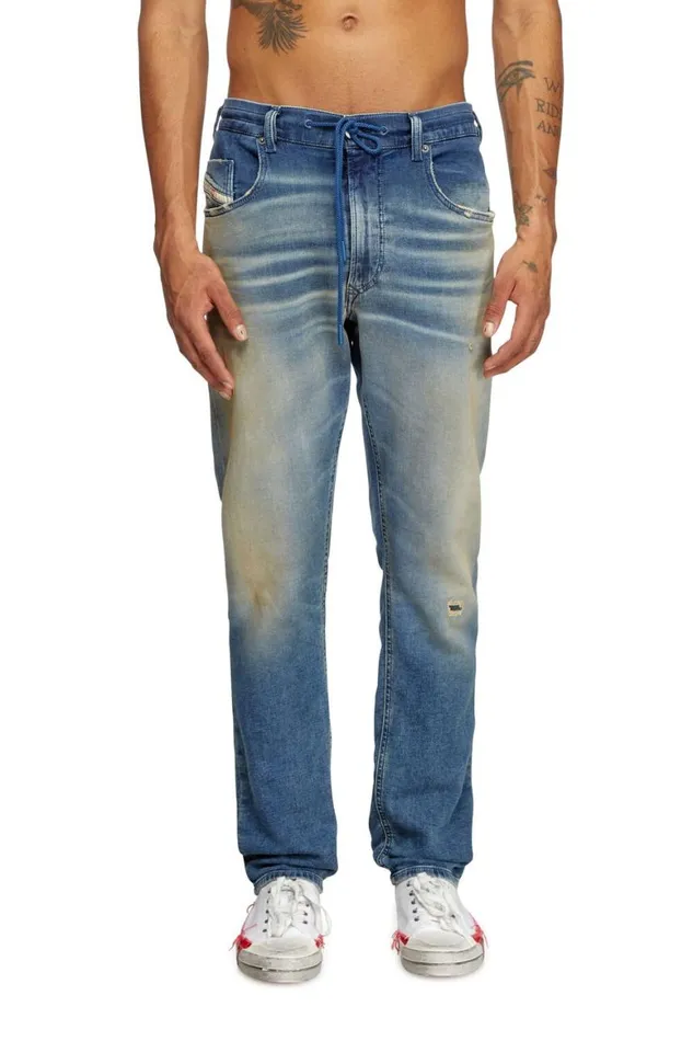 Men Diesel Jeans Regular 2030 DKrooley Joggjeans 068PQ Medium Blue