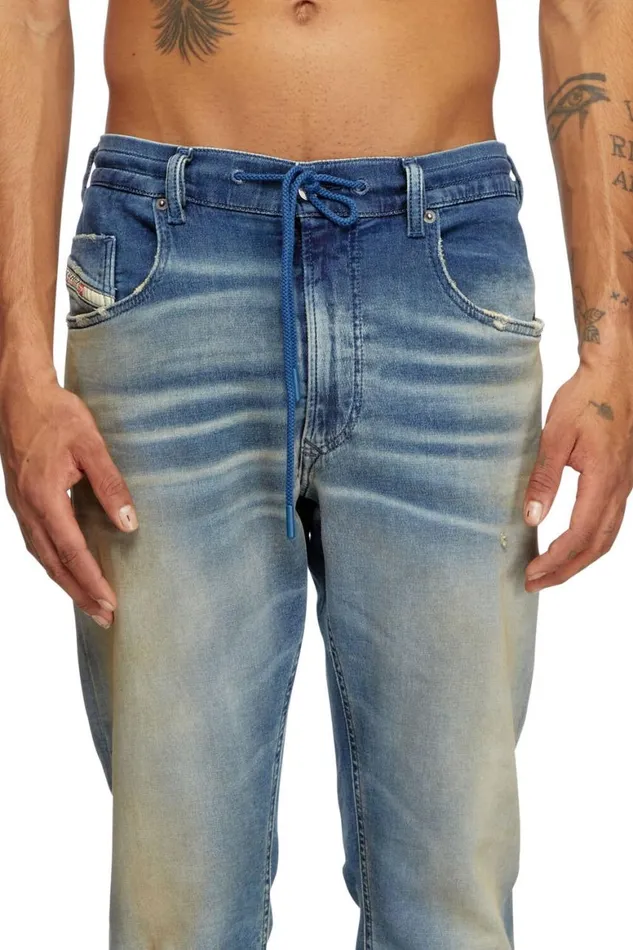 Men Diesel Jeans Regular 2030 DKrooley Joggjeans 068PQ Medium Blue