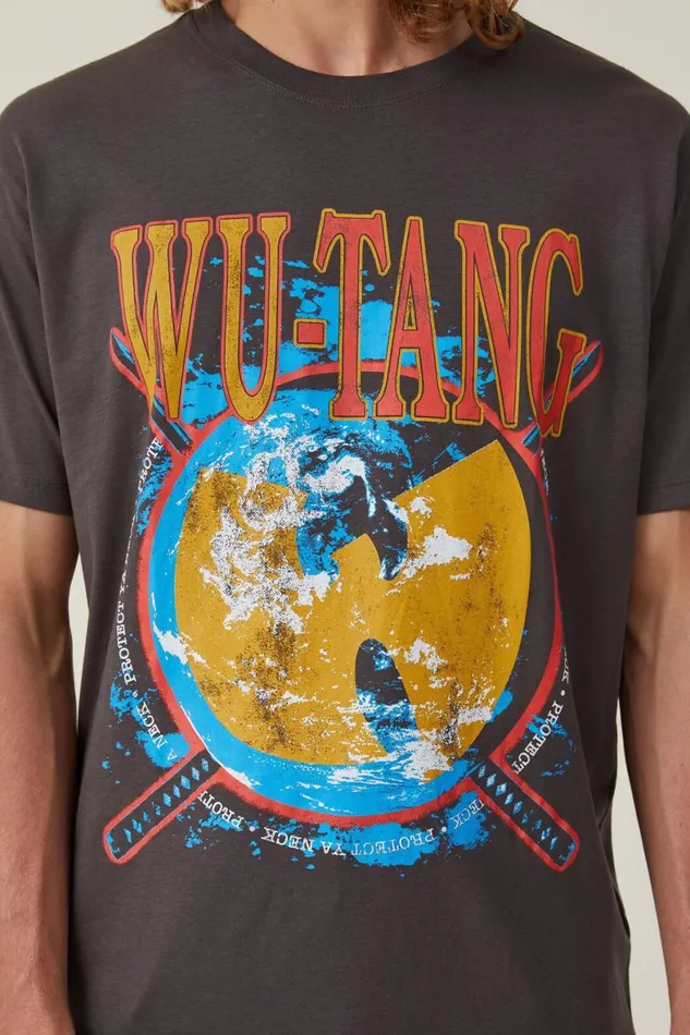 Men Graphic TShirts Cotton On Loose Fit Music TShirt Lcn Mt Faded Slatewutangglobe