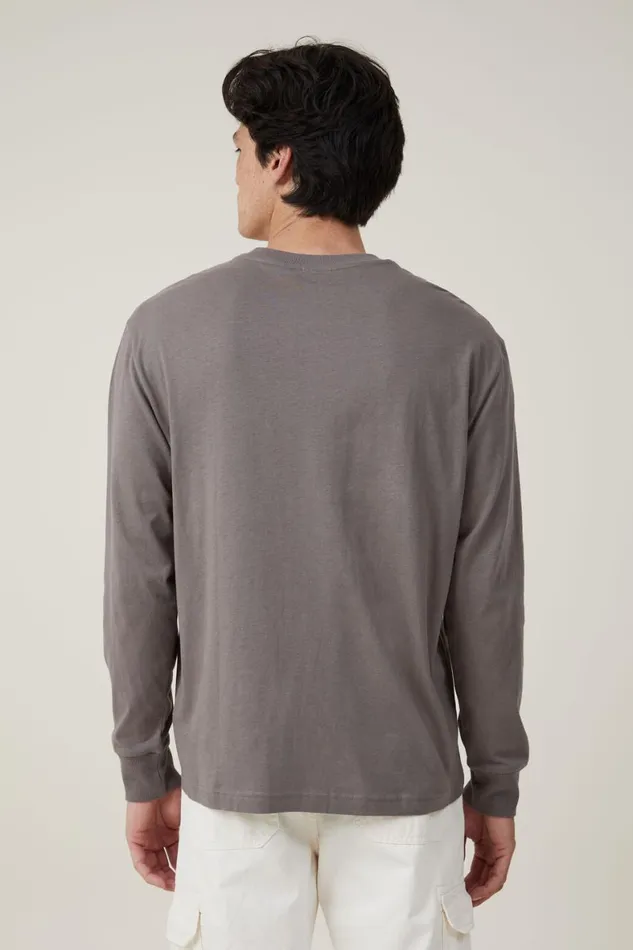 Men Graphic TShirts Cotton On Music Long Sleeve TShirt Lcn Mt Slate Stone Nirvanasmiley Half