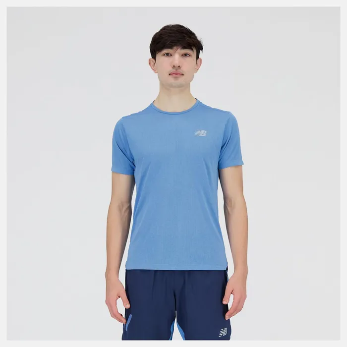 Men Impact Run Short Sleeve Heritage Blue Heather New Balance Shirts Men Impact Run Short Sleeve Heritage Blue Heather New Balance Shirts