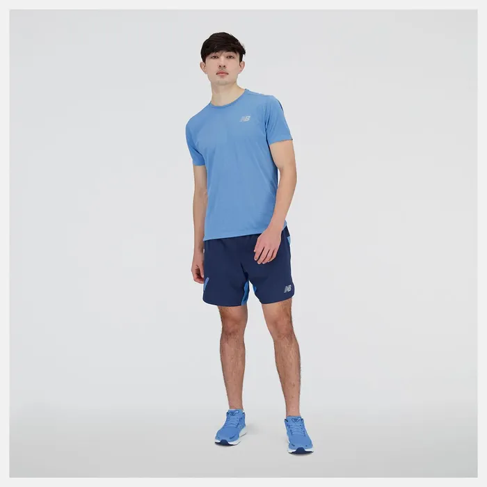 Men Impact Run Short Sleeve Heritage Blue Heather New Balance Shirts Men Impact Run Short Sleeve Heritage Blue Heather New Balance Shirts