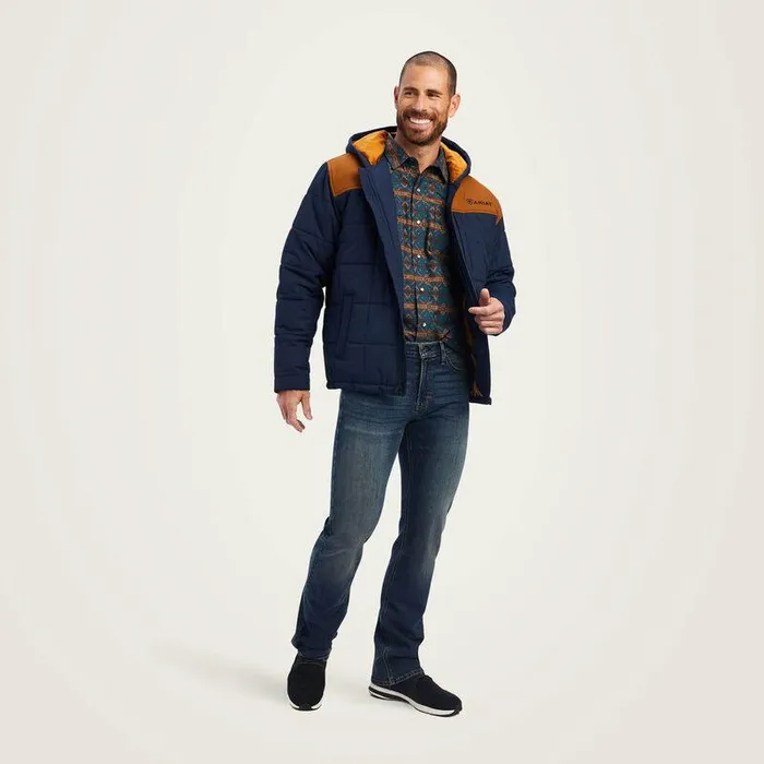 Men Jackets and Vests Ariat Crius Hooded Insulated Jacket Navy Men Jackets and Vests Ariat Crius Hooded Insulated Jacket Navy