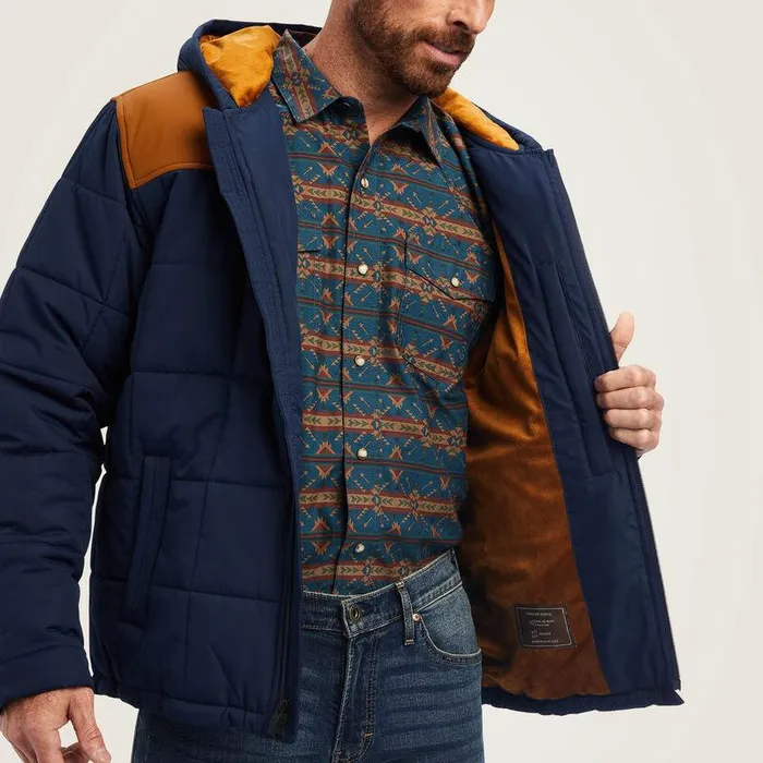 Men Jackets and Vests Ariat Crius Hooded Insulated Jacket Navy Men Jackets and Vests Ariat Crius Hooded Insulated Jacket Navy