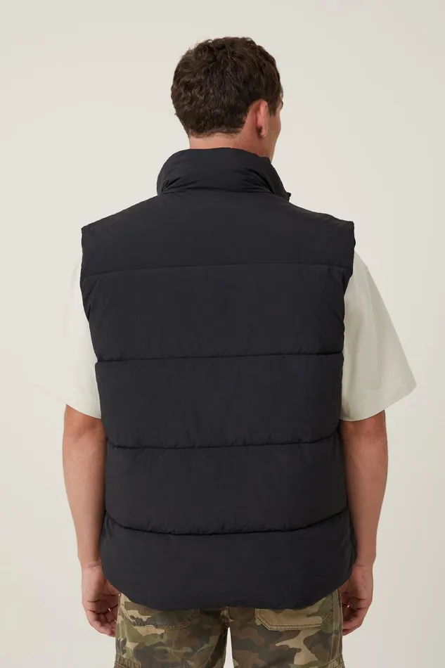 Men Jackets Cotton On Recycled Puffer Vest Black