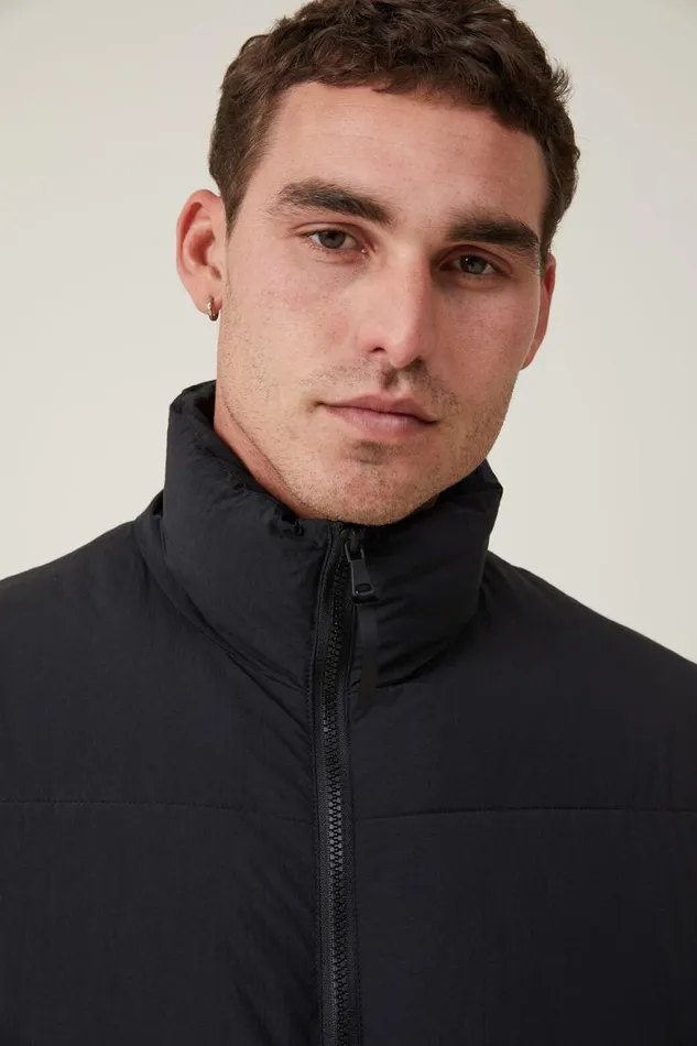 Men Jackets Cotton On Recycled Puffer Vest Black