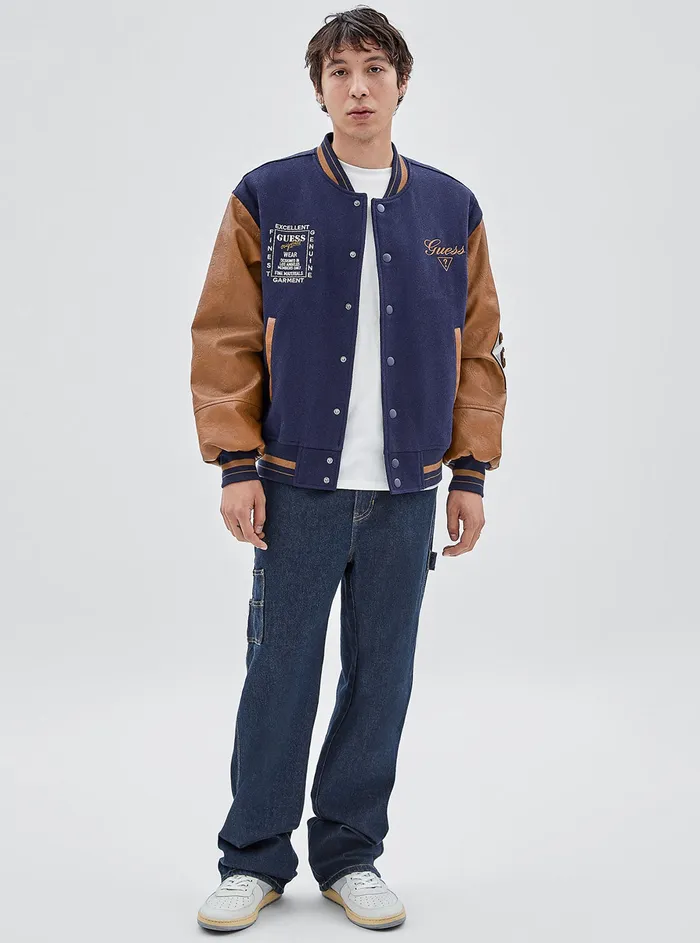 Men Jackets GUESS Guess Originals Blue Club Varsity Jacket Men Jackets GUESS Guess Originals Blue Club Varsity Jacket