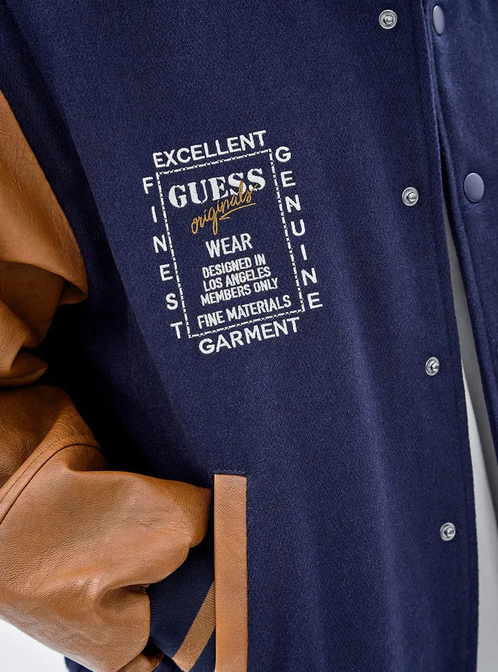 Men Jackets GUESS Guess Originals Blue Club Varsity Jacket Men Jackets GUESS Guess Originals Blue Club Varsity Jacket