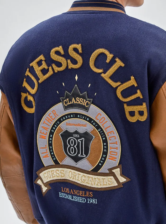 Men Jackets GUESS Guess Originals Blue Club Varsity Jacket Men Jackets GUESS Guess Originals Blue Club Varsity Jacket