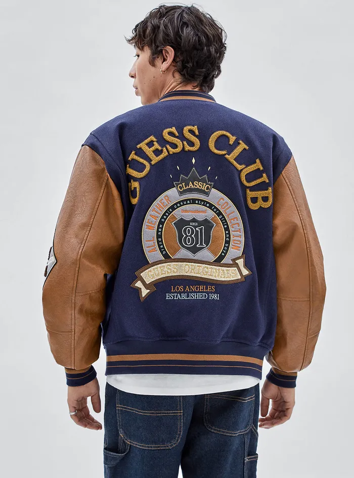 Men Jackets GUESS Guess Originals Blue Club Varsity Jacket Men Jackets GUESS Guess Originals Blue Club Varsity Jacket