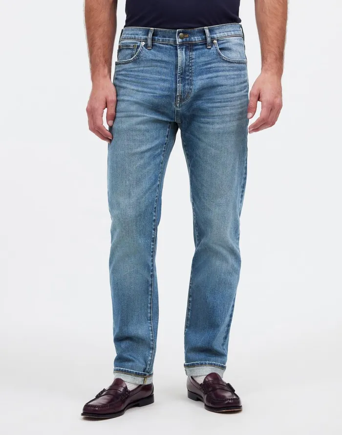 Men Jeans Madewell The 1991 StraightLeg Stretch Selvedge Jean Barrington Wash