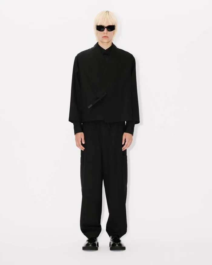 Men Kimono Jacket In Virgin Wool Black Kenzo Kimonos
