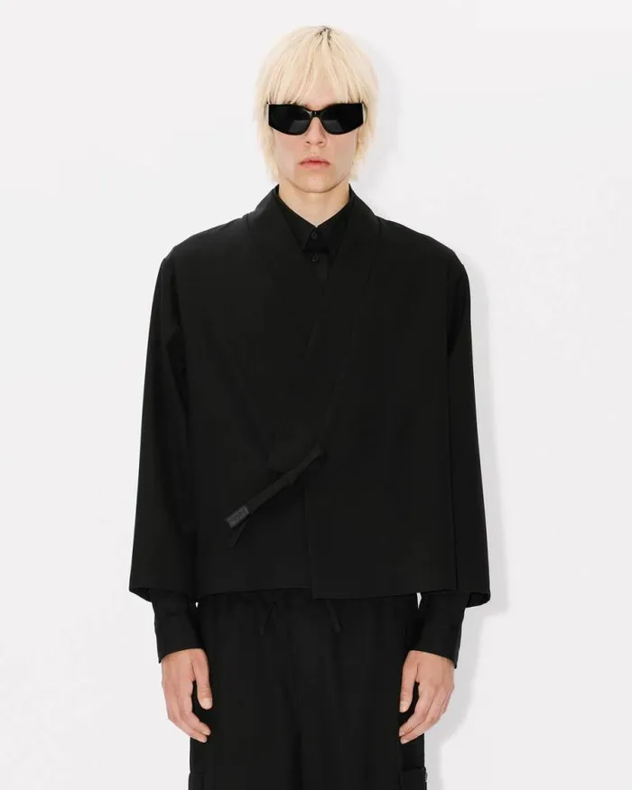 Men Kimono Jacket In Virgin Wool Black Kenzo Kimonos