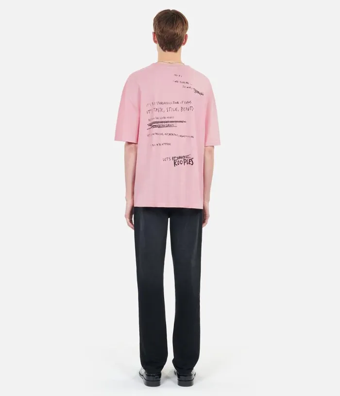 Men Light Pink What Is Handwritten Serigraphy Tshirt THE KOOPLES Tshirts