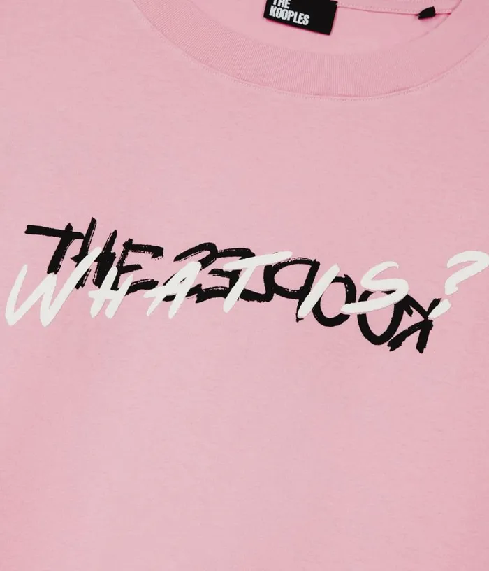 Men Light Pink What Is Handwritten Serigraphy Tshirt THE KOOPLES Tshirts