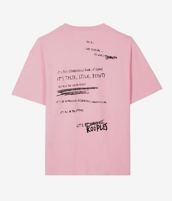 Men Light Pink What Is Handwritten Serigraphy Tshirt THE KOOPLES Tshirts