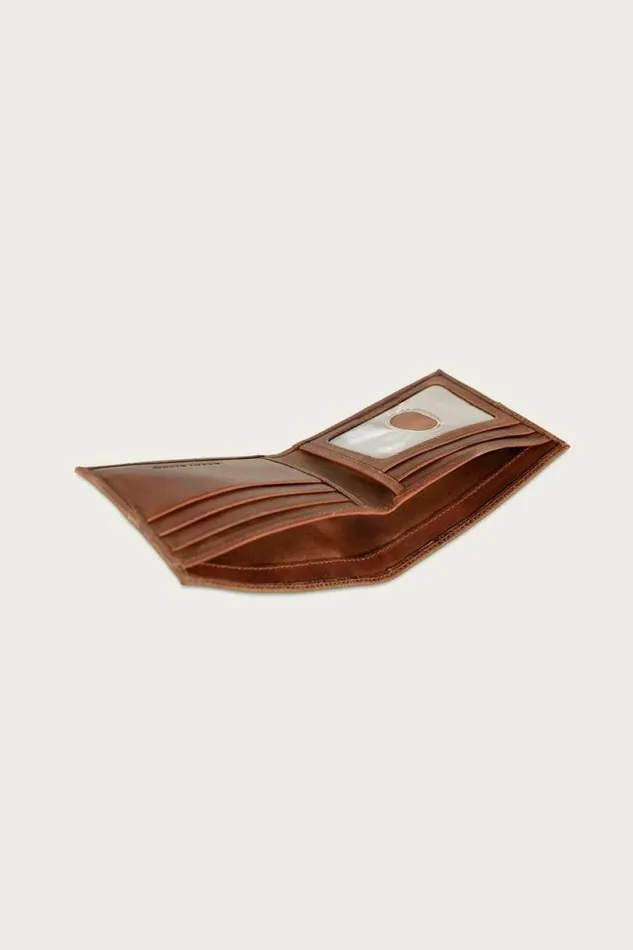 Men Lucky Brand Bags and Wallets Plaid Embossed Leather Bifold Wallet Dark Brown