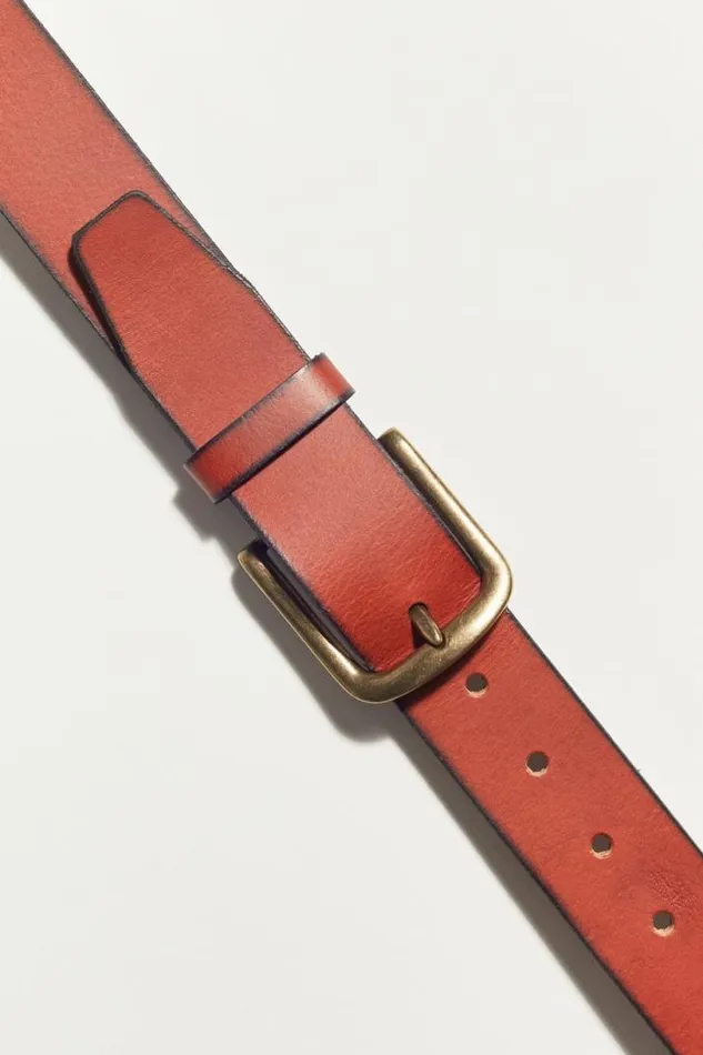 Men Lucky Brand Belts Burnished Leather Belt Medium Brown