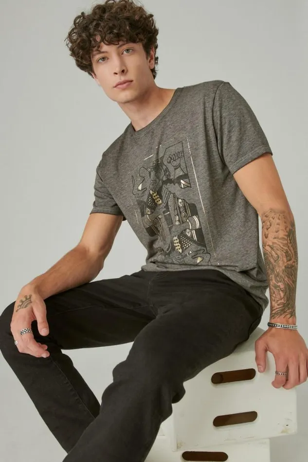 Men Lucky Brand Graphic Tees King Card Raven